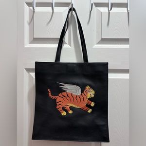 Min & Mon Marko Leather Tote Bag - Flying Tiger Design